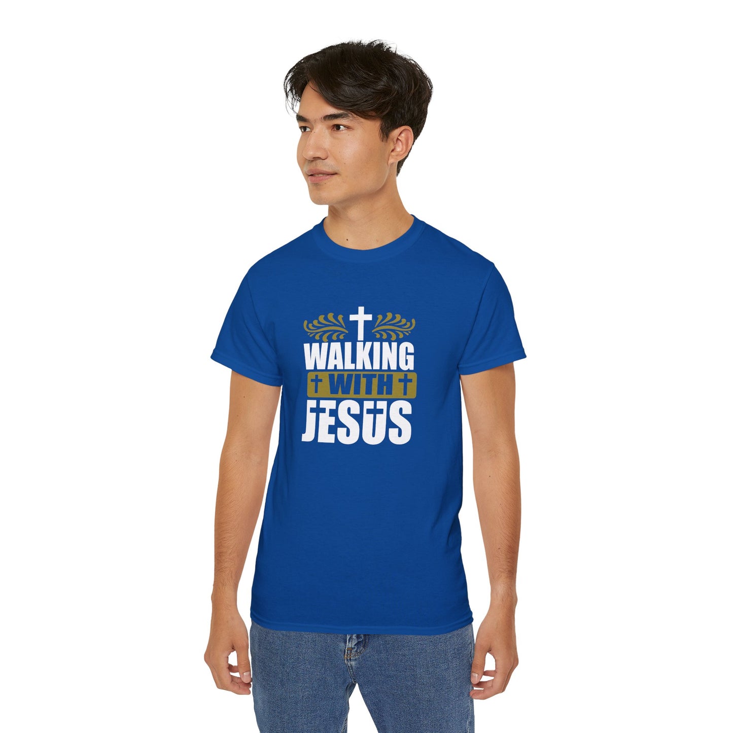 Walking With Jesus Unisex Christian Ultra Cotton Tee Printify