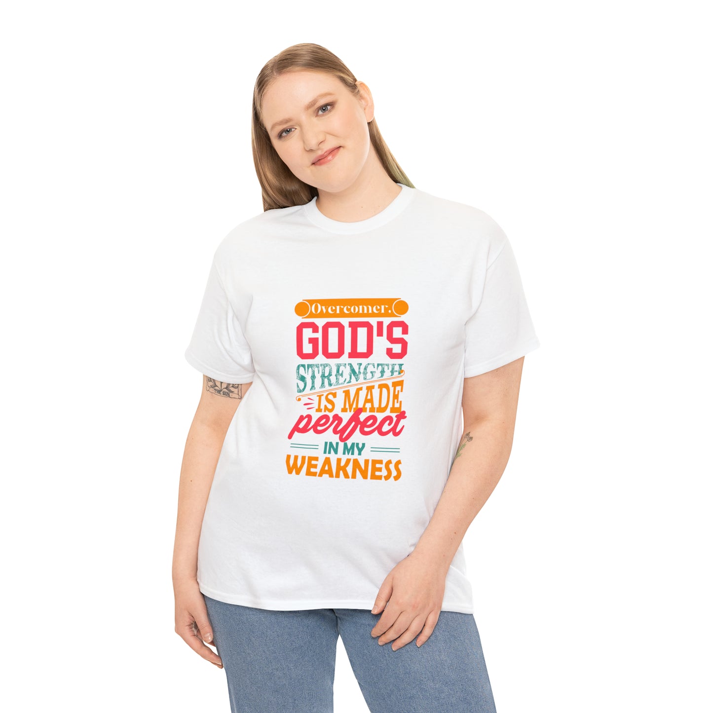 Overcomer God's Strength Is Made Perfect In My Weakness Unisex Heavy Cotton Tee