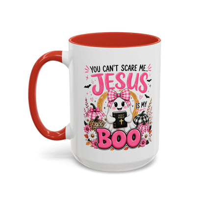 You Can’t Scare Me Jesus Is My Boo Coffee Mug — Halloween Christian Accent Mug