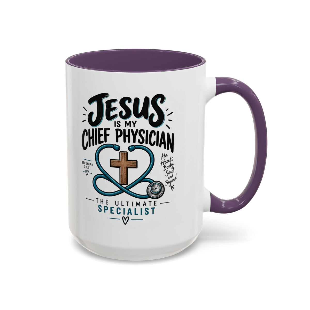 Jesus Is My Chief Physician Accent Coffee Mug – Christian Faith Medical Gift