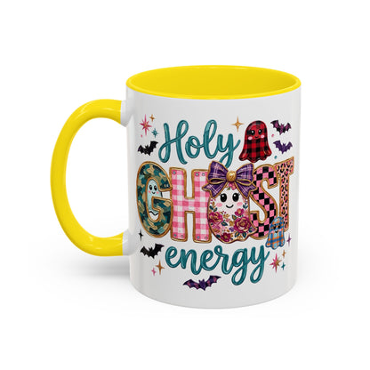 Accent Christian Coffee Mug — "Holy Ghost Energy" Halloween Cute Spooky Ceramic Mug (11/15oz)