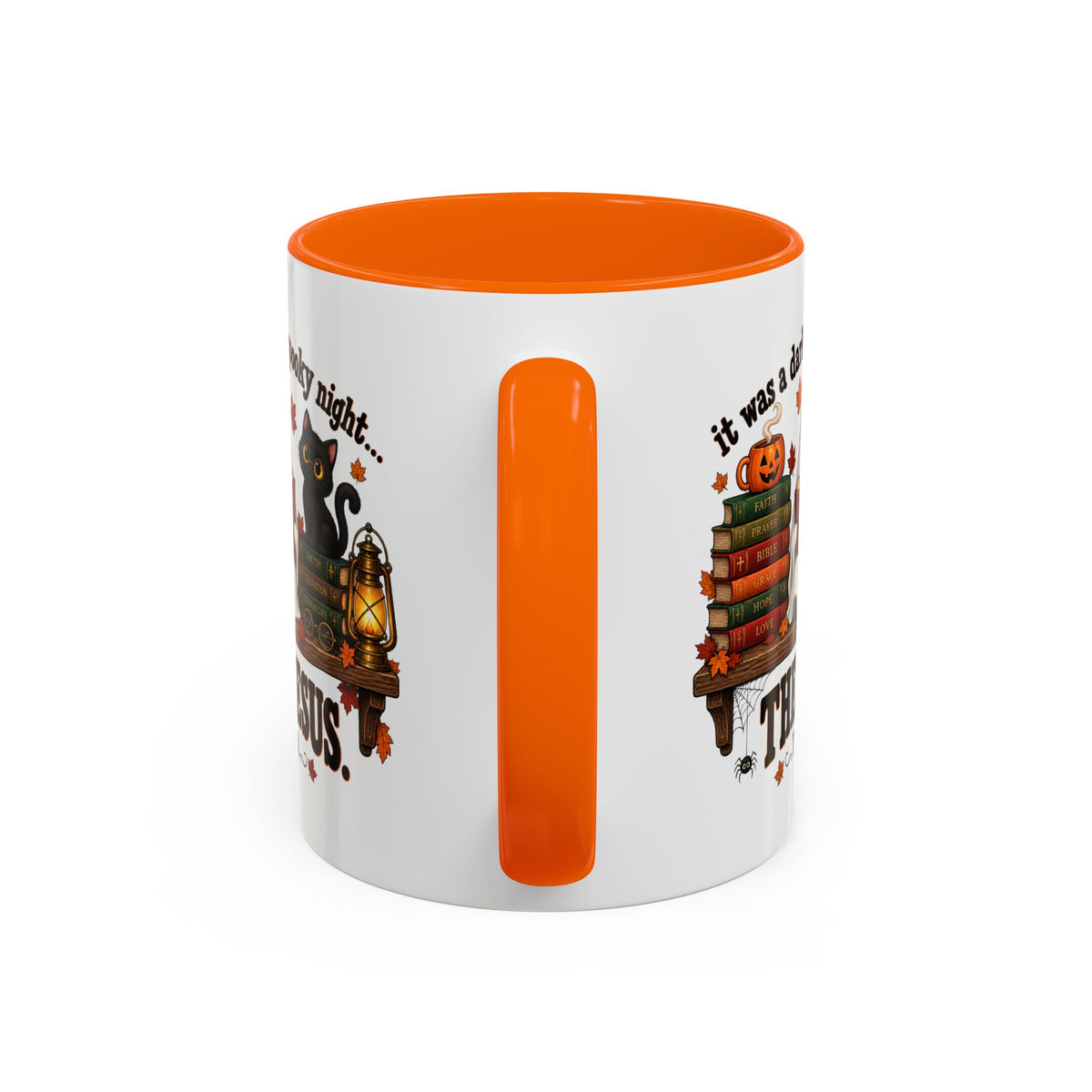 Halloween Christian Coffee Mug — “It Was a Dark and Spooky Night… Then Jesus” Accent Mug