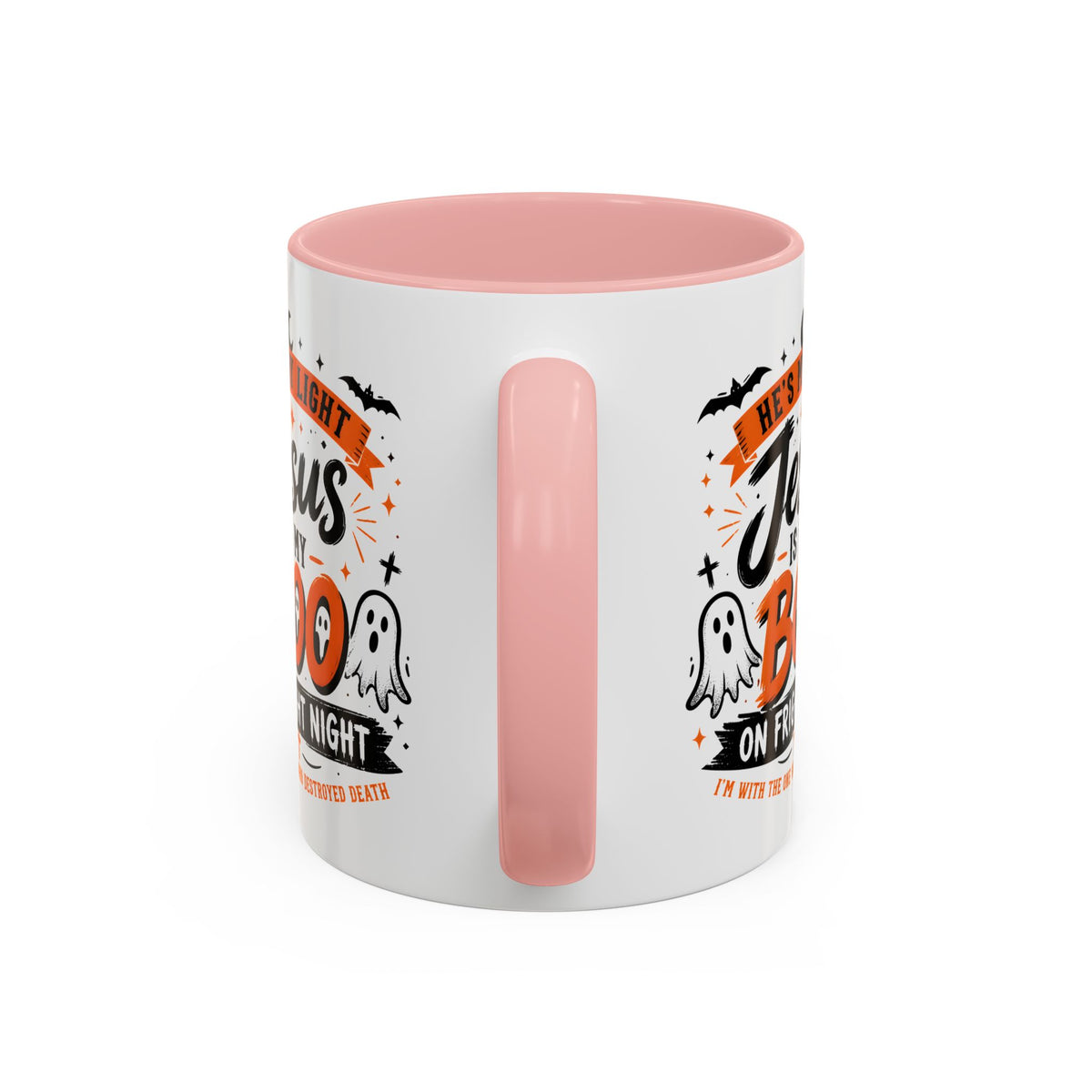 Christian Coffee Mug — "He's My Light, Jesus Is My Boo" Halloween Accent Mug