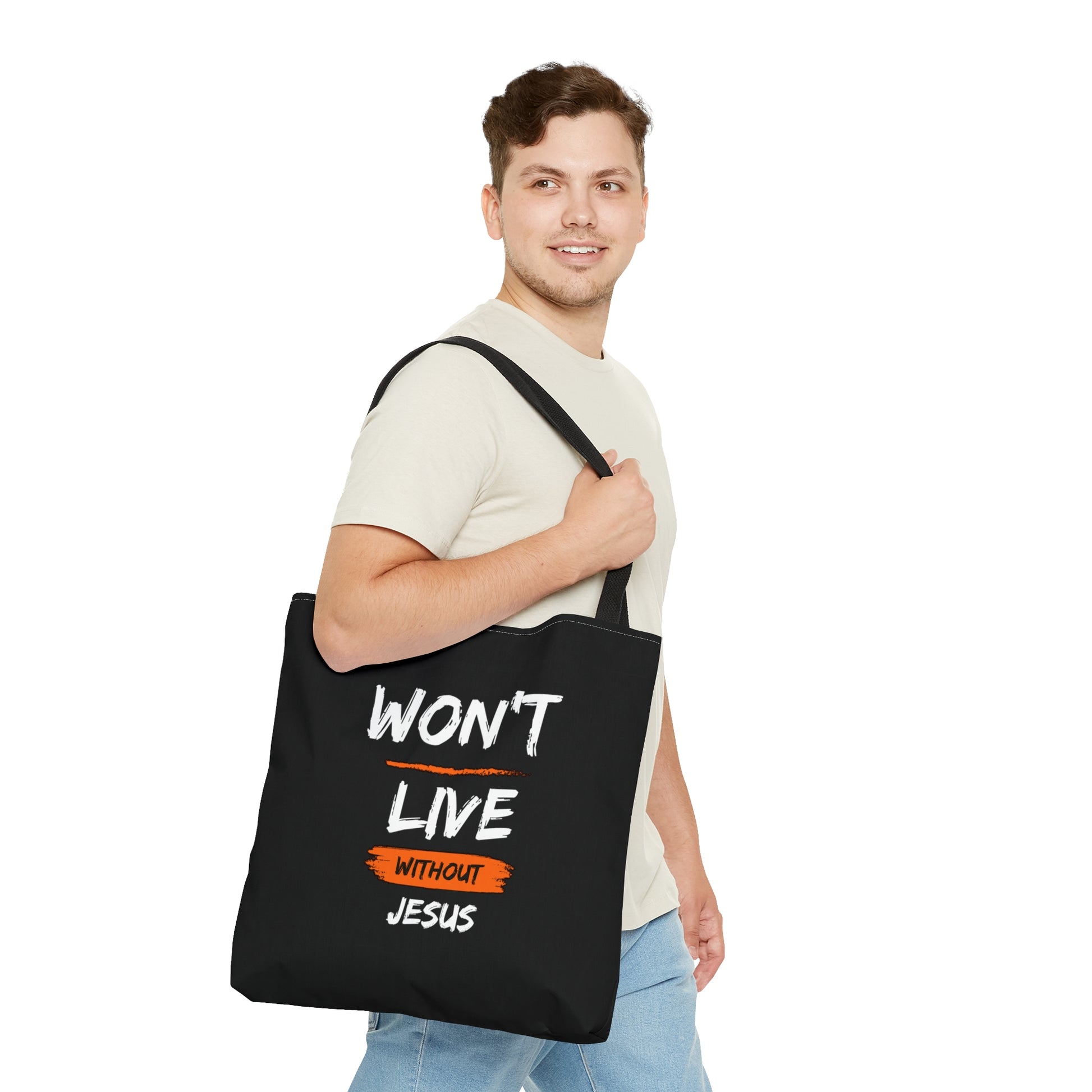 Won't Live Without Jesus Christian Tote Bag Printify