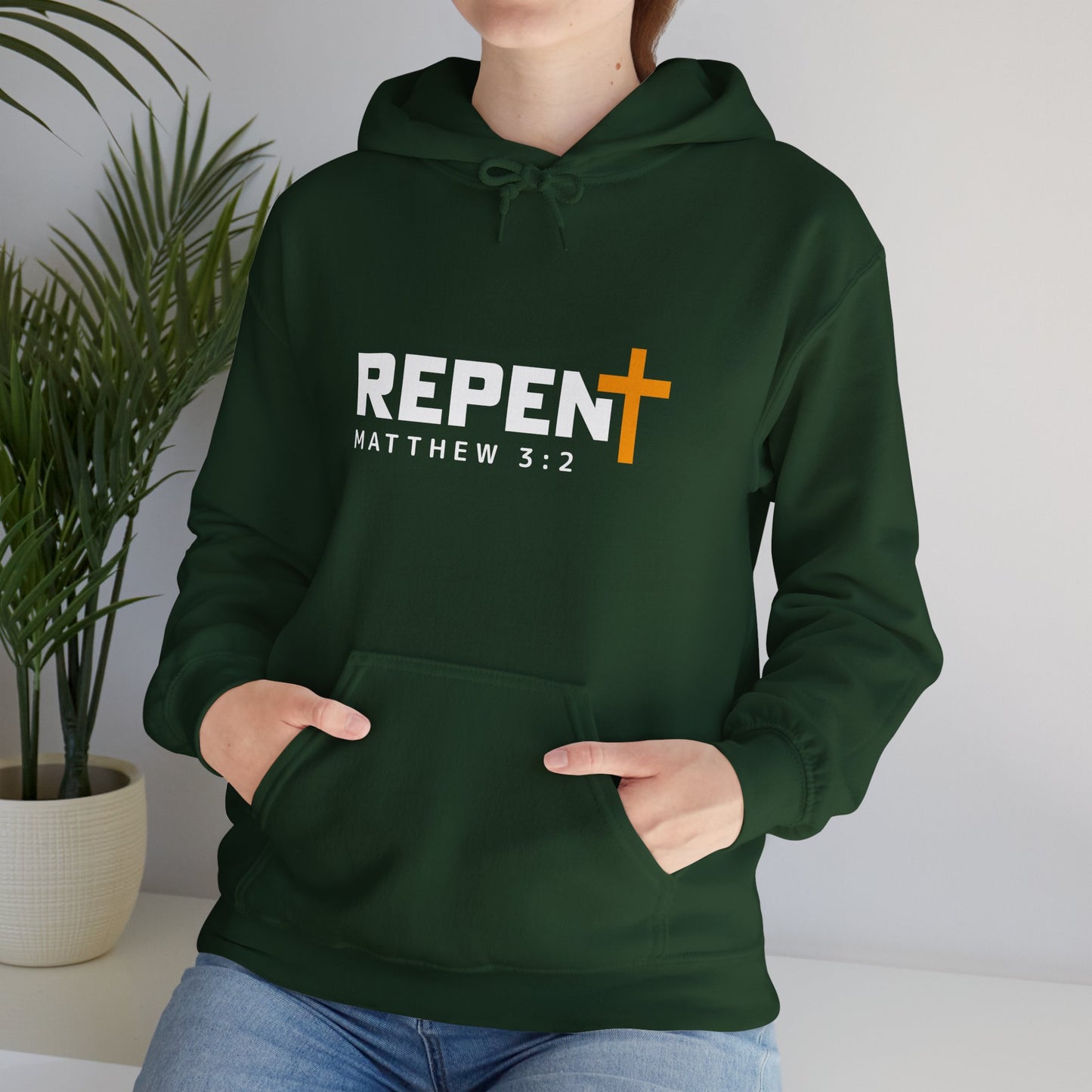 Repent (2) Christian Unisex Hooded Pullover Sweatshirt