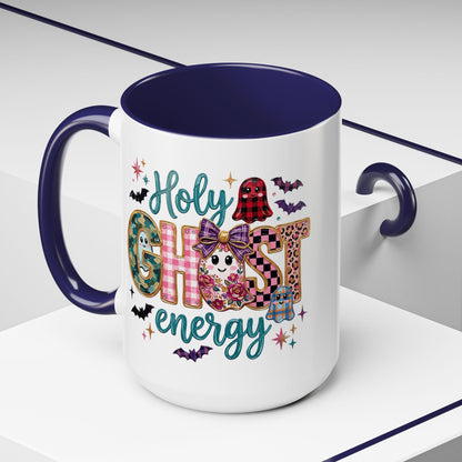 Accent Christian Coffee Mug — "Holy Ghost Energy" Halloween Cute Spooky Ceramic Mug (11/15oz)