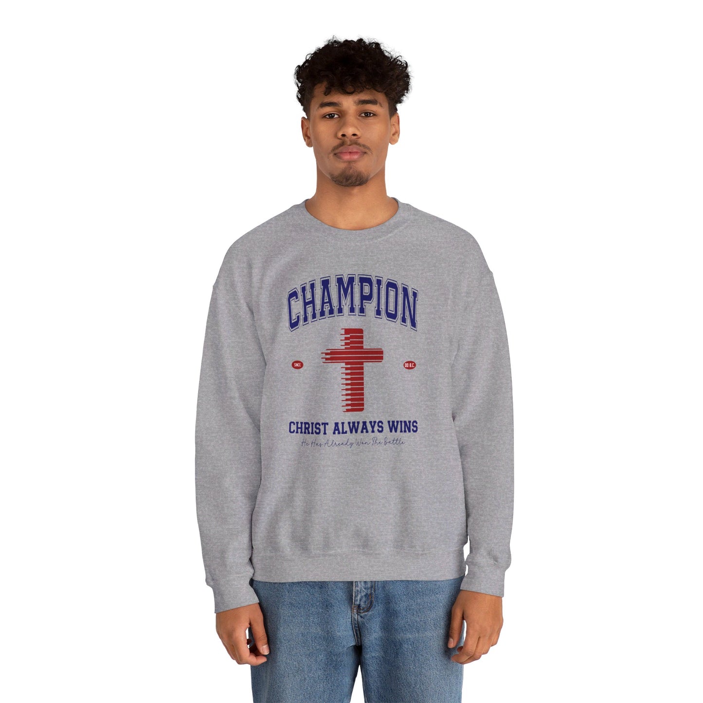 Champion Christ Always Wins Unisex Heavy Blend™ Crewneck Christian Sweatshirt