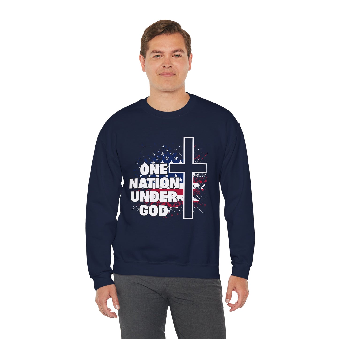 One Nation Under God Unisex Heavy Blend™ Crewneck Christian Sweatshirt