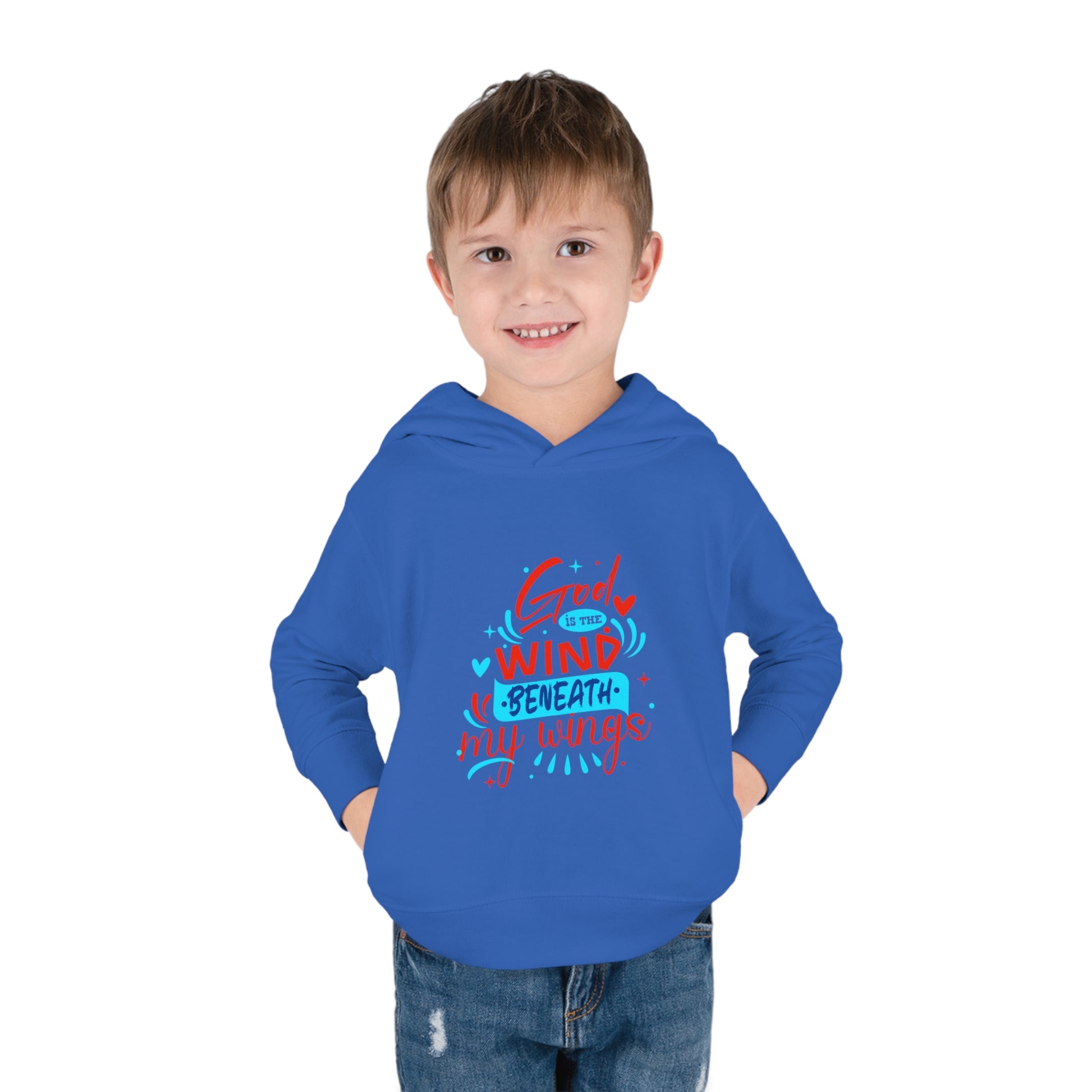 God Is The Wind Beneath My Wings Toddler Pullover Fleece Hoodie Printify