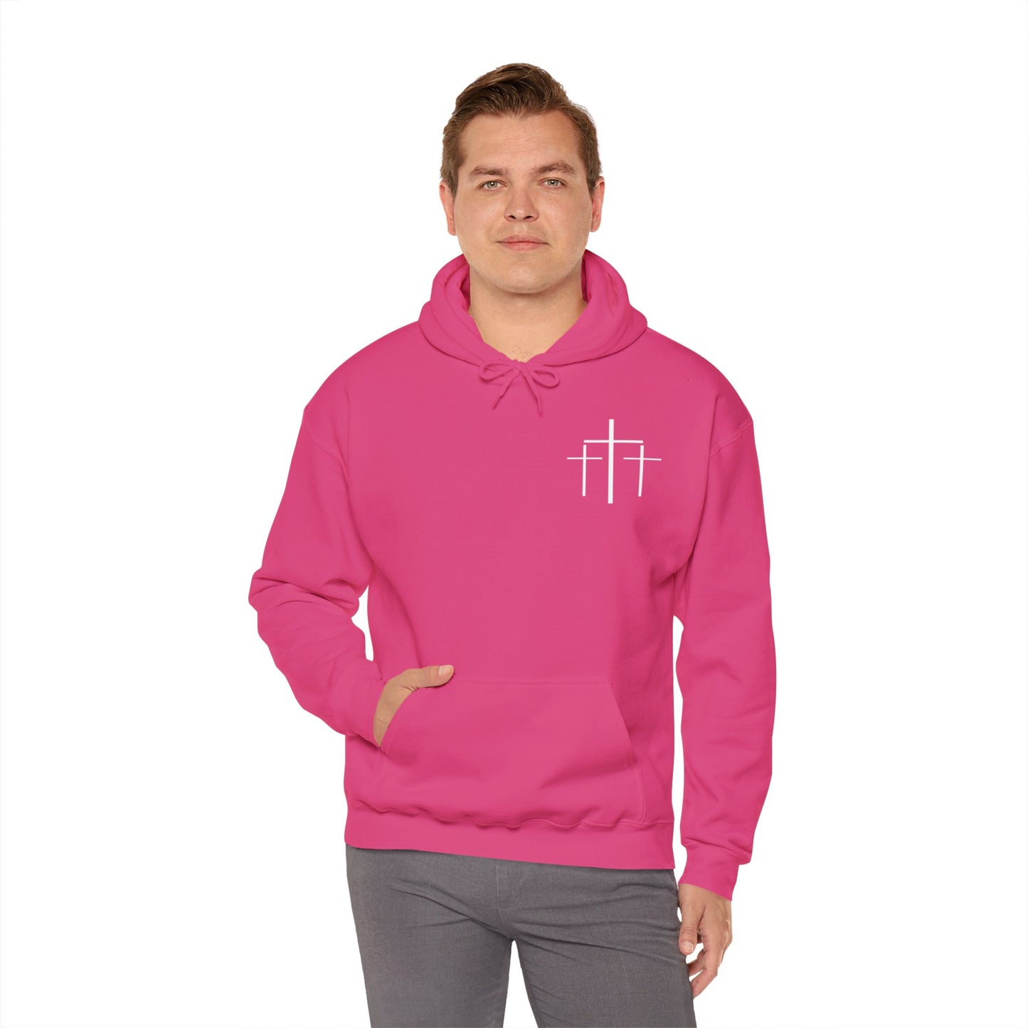 Faith Over Fear 3 Crosses  Unisex Christian Hooded Pullover Sweatshirt