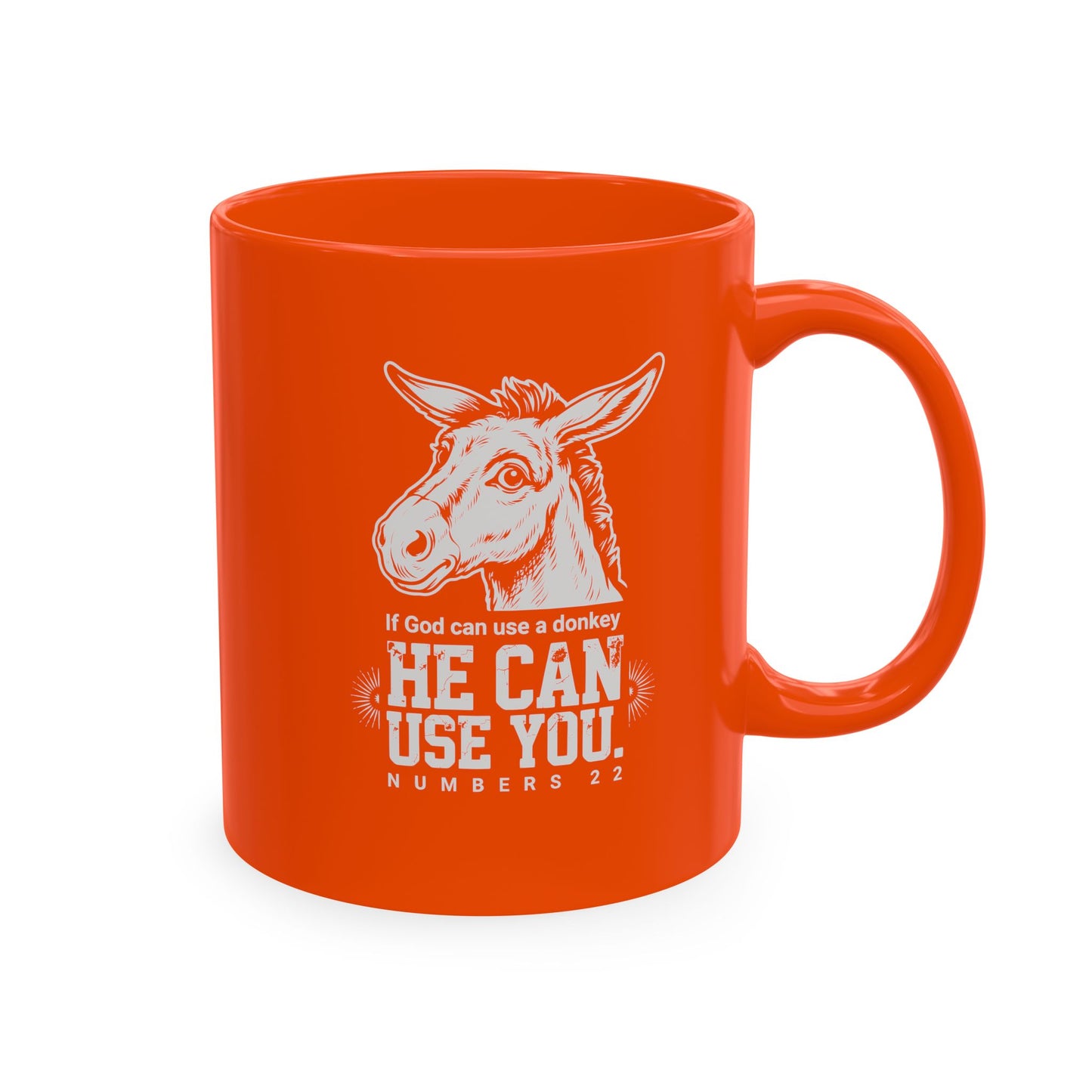 Donkey Wisdom Christian Multicolor Ceramic Mug — "If God Can Use A Donkey, He Can Use You" Faith & Farmhouse Coffee Cup