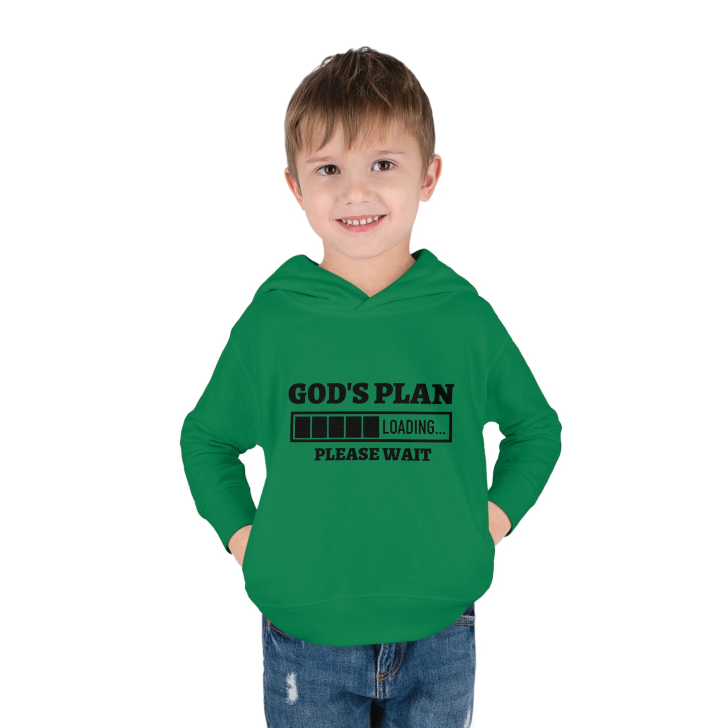 God's Plan Loading Please Wait Toddler Pullover Fleece Hooded Sweatshirt