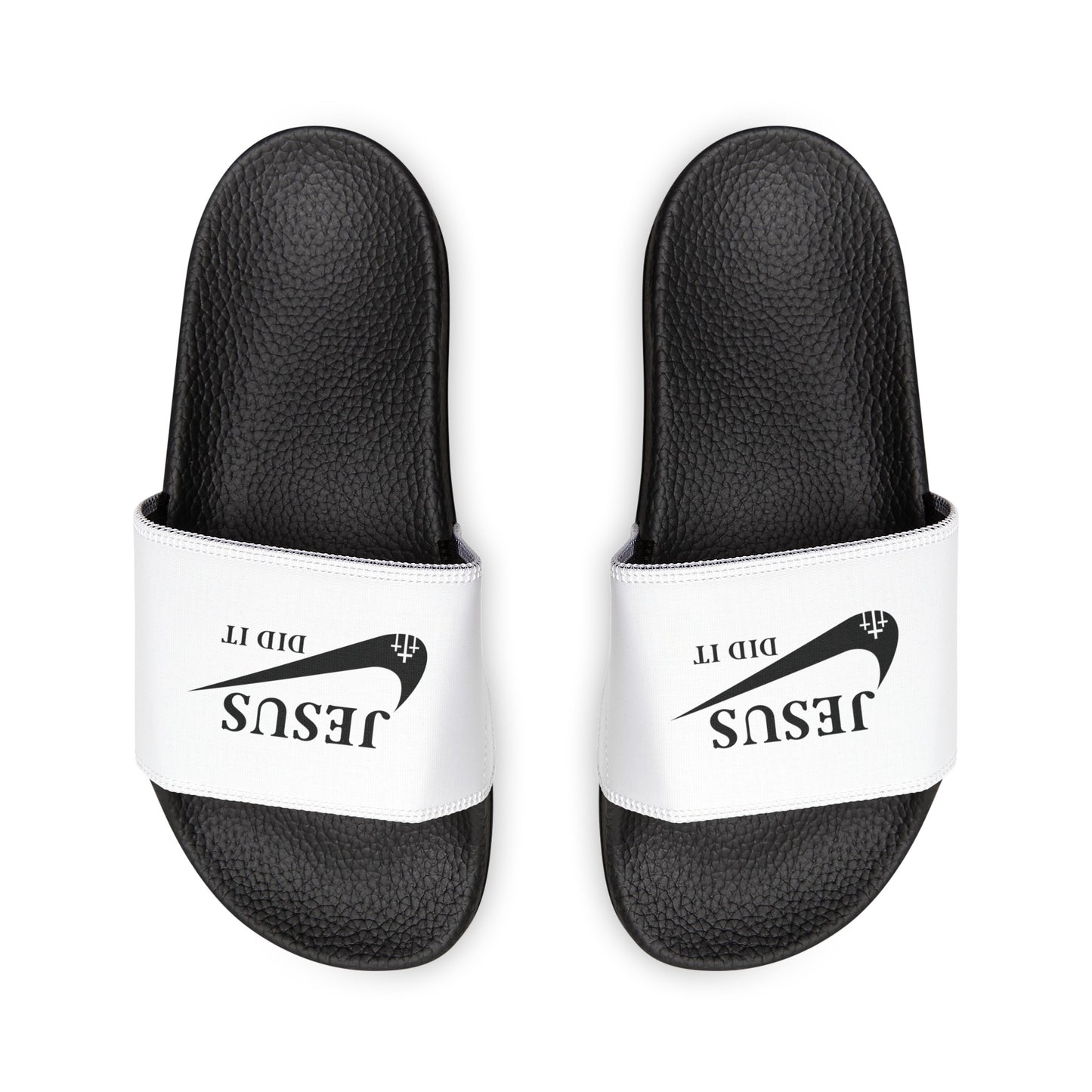 Jesus Did It (like Nike)  Men's PU Christian Slide Sandals Printify