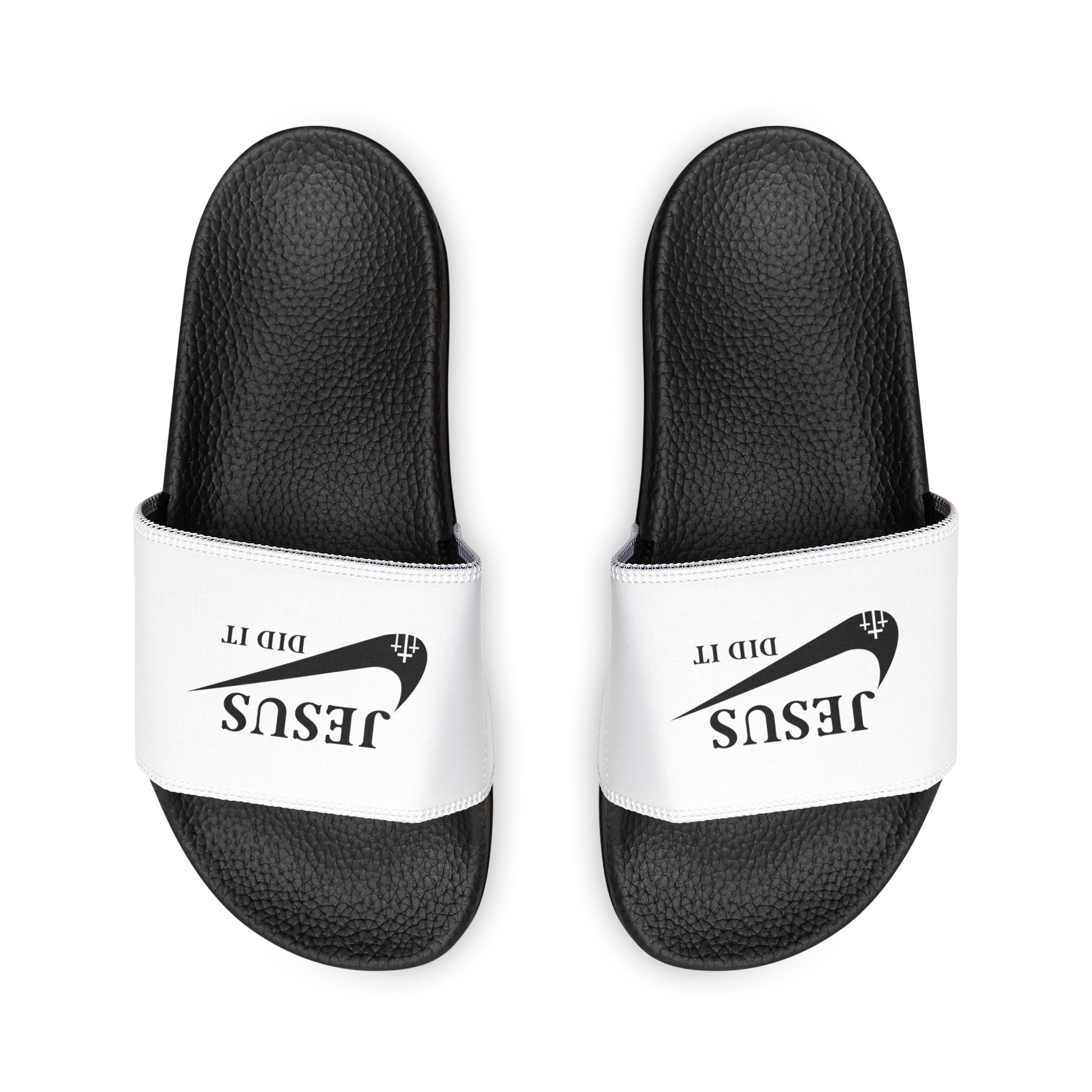 Jesus Did It (like Nike)  Men's PU Christian Slide Sandals Printify