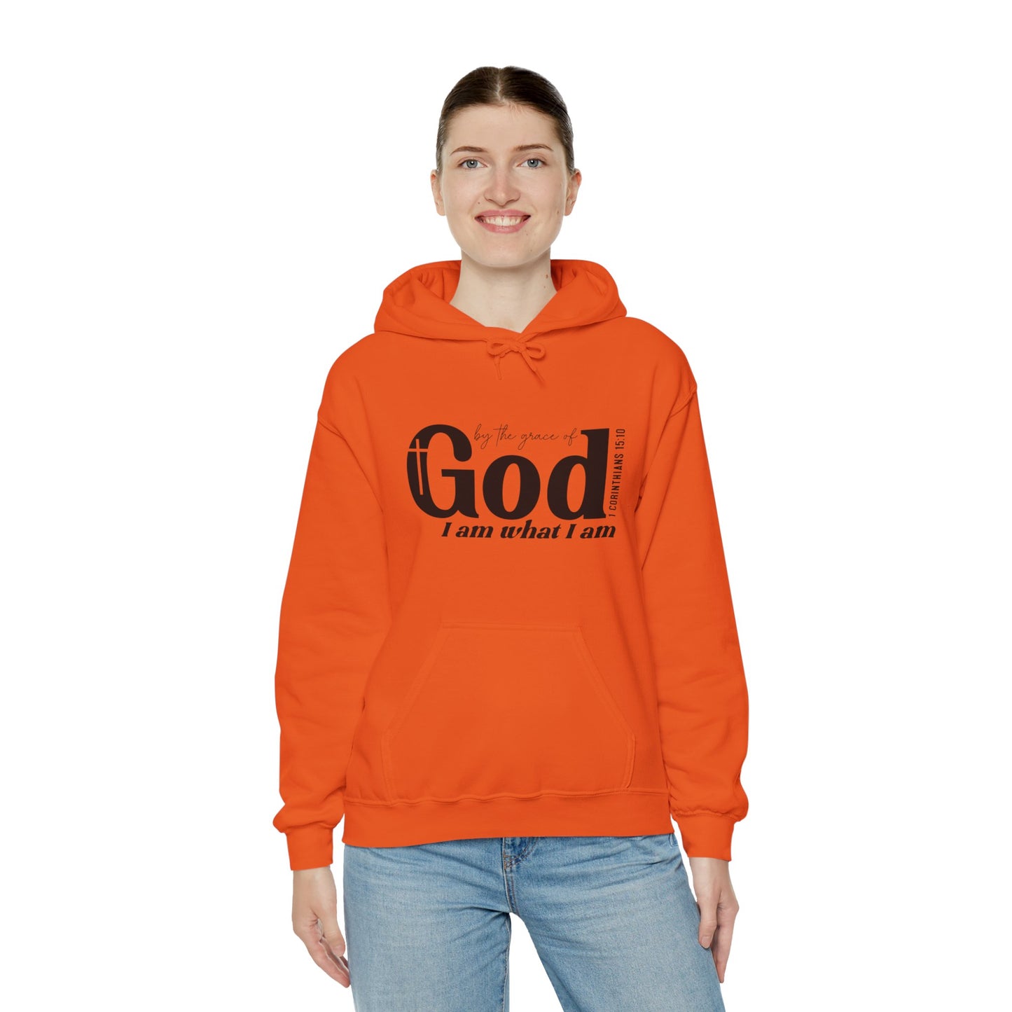 1 Corinthians 15:10 By The Grace Of God I Am What I Am Unisex Christian Pullover Hooded Sweatshirt