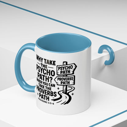 Inspirational Quote Accent Coffee Mug - Perfect Gift for Motivational Moments, Office Desk Essentials, Christian Gifts, Proverbs 3:5 - 6 - ClaimedbyGodDesigns