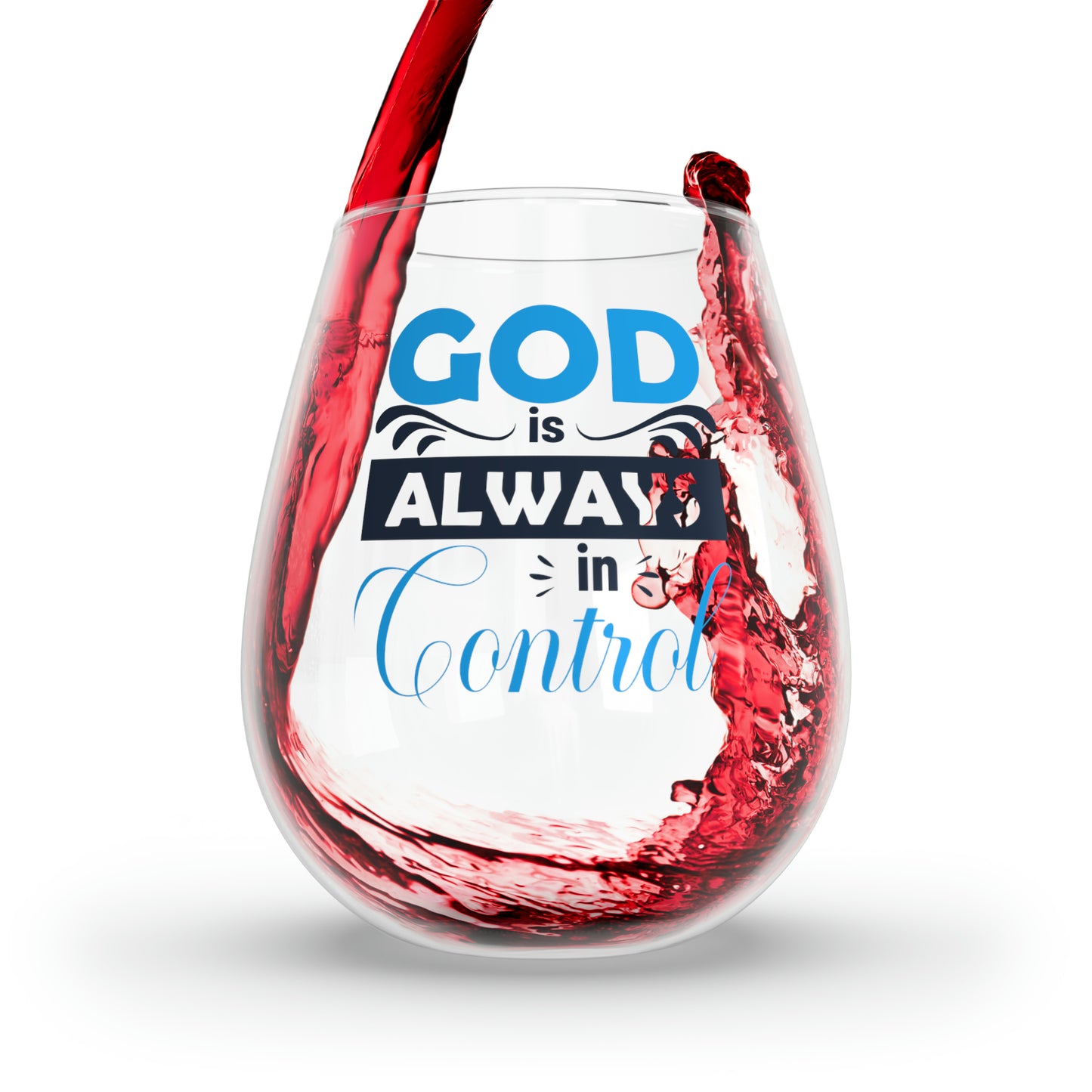 God Is Always In Control Stemless Wine Glass, 11.75oz