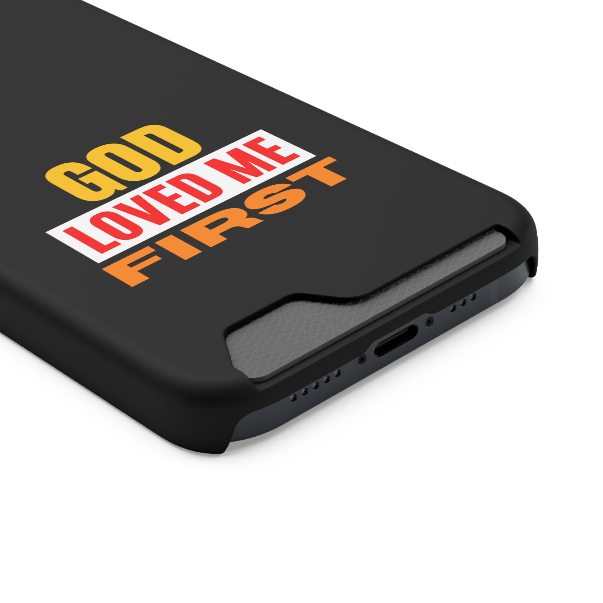 God Love Me First Christian Phone Case With Card Holder Printify