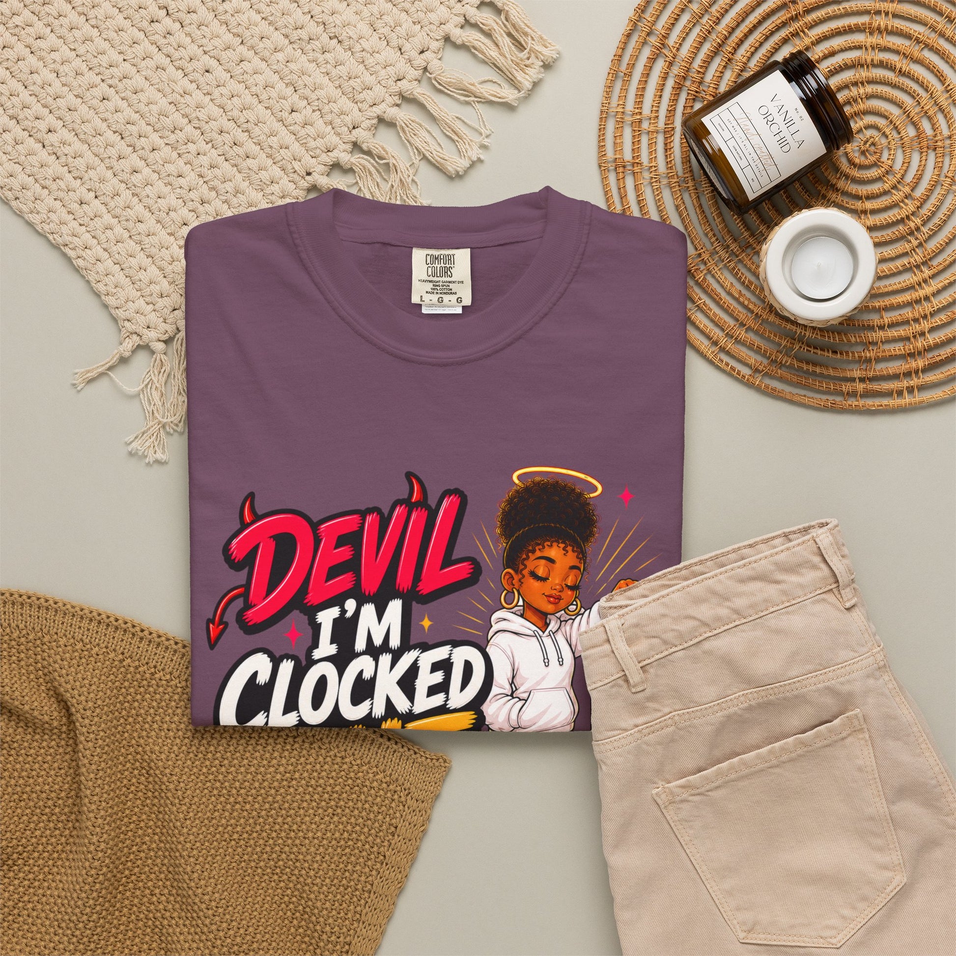 T-Shirt — "Devil I'm Clocked Out for Drama" Graphic Tee - ClaimedbyGodDesigns