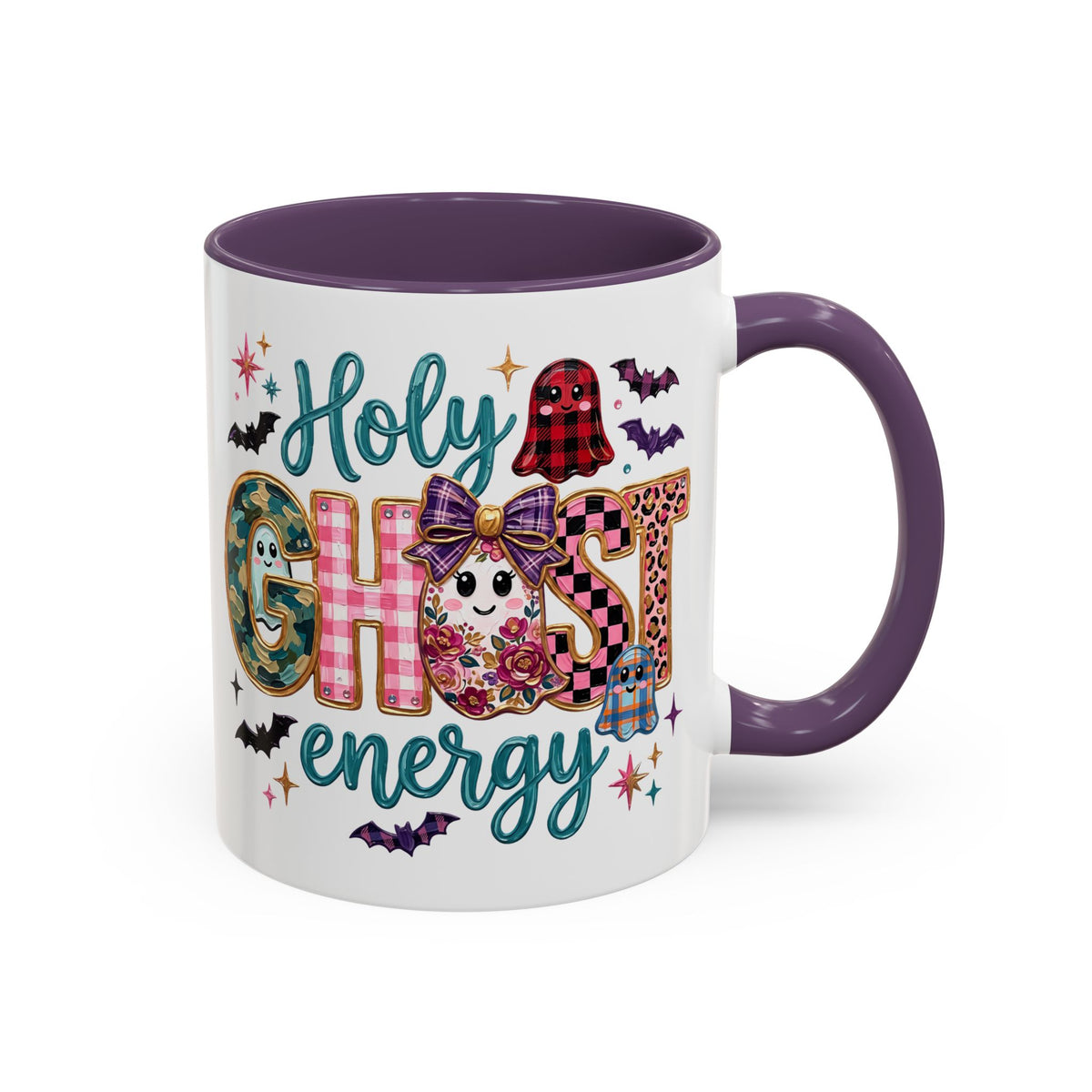 Accent Christian Coffee Mug — "Holy Ghost Energy" Halloween Cute Spooky Ceramic Mug (11/15oz)