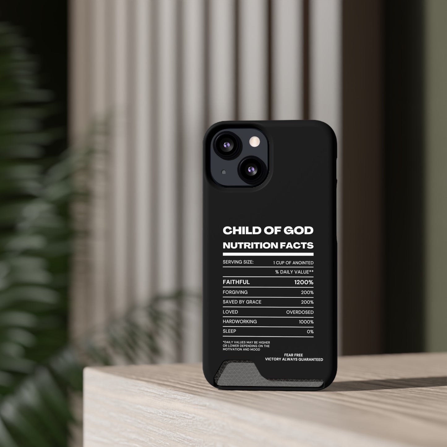 Child Of God Nutrition Facts Christian Phone Case With Card Holder Printify