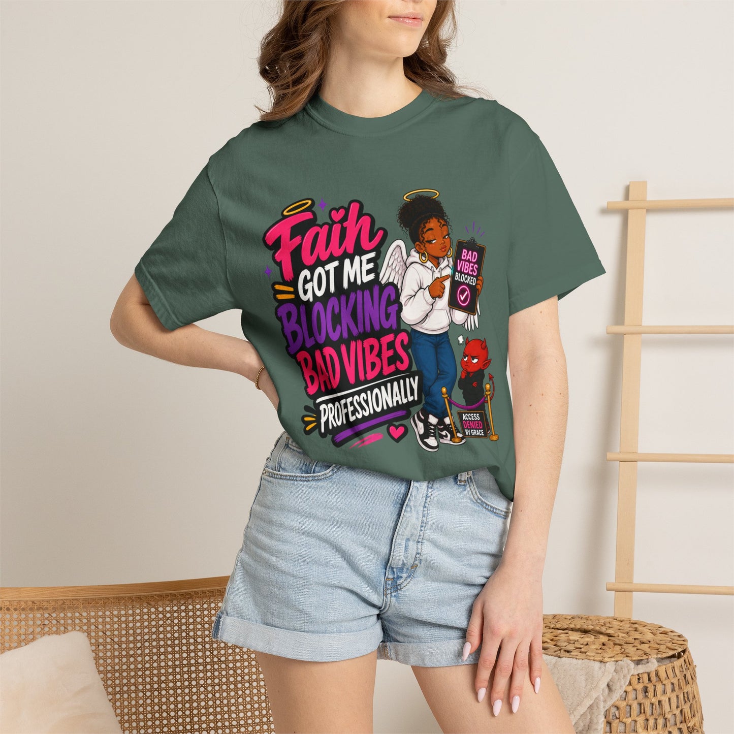 Faith Got Me Blocking Bad Vibes T-Shirt