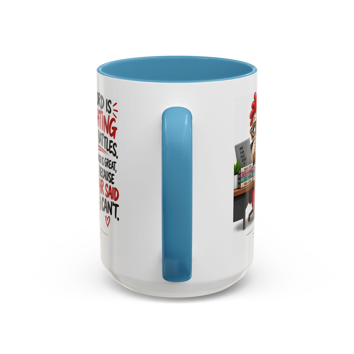 Inspirational Accent Coffee Mug — “The Lord Is Fighting My Battles” Faith Quote (11/15oz)
