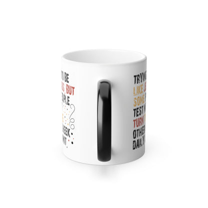 Color-Changing 11oz Christian Mug – "Trying to Be Like Jesus..." Motivational Heat Reveal