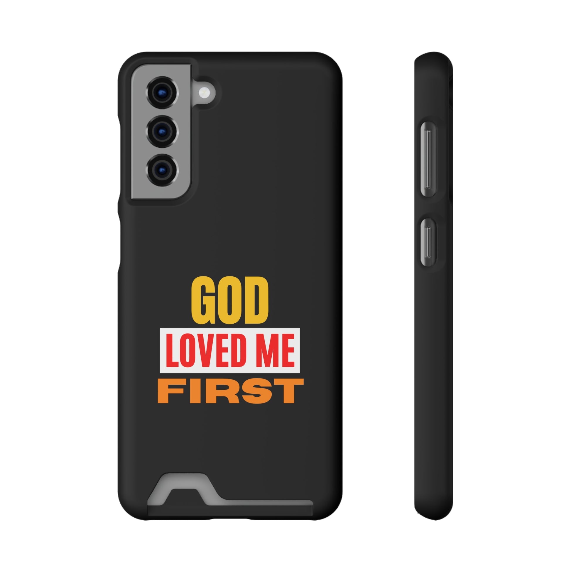 God Love Me First Christian Phone Case With Card Holder Printify