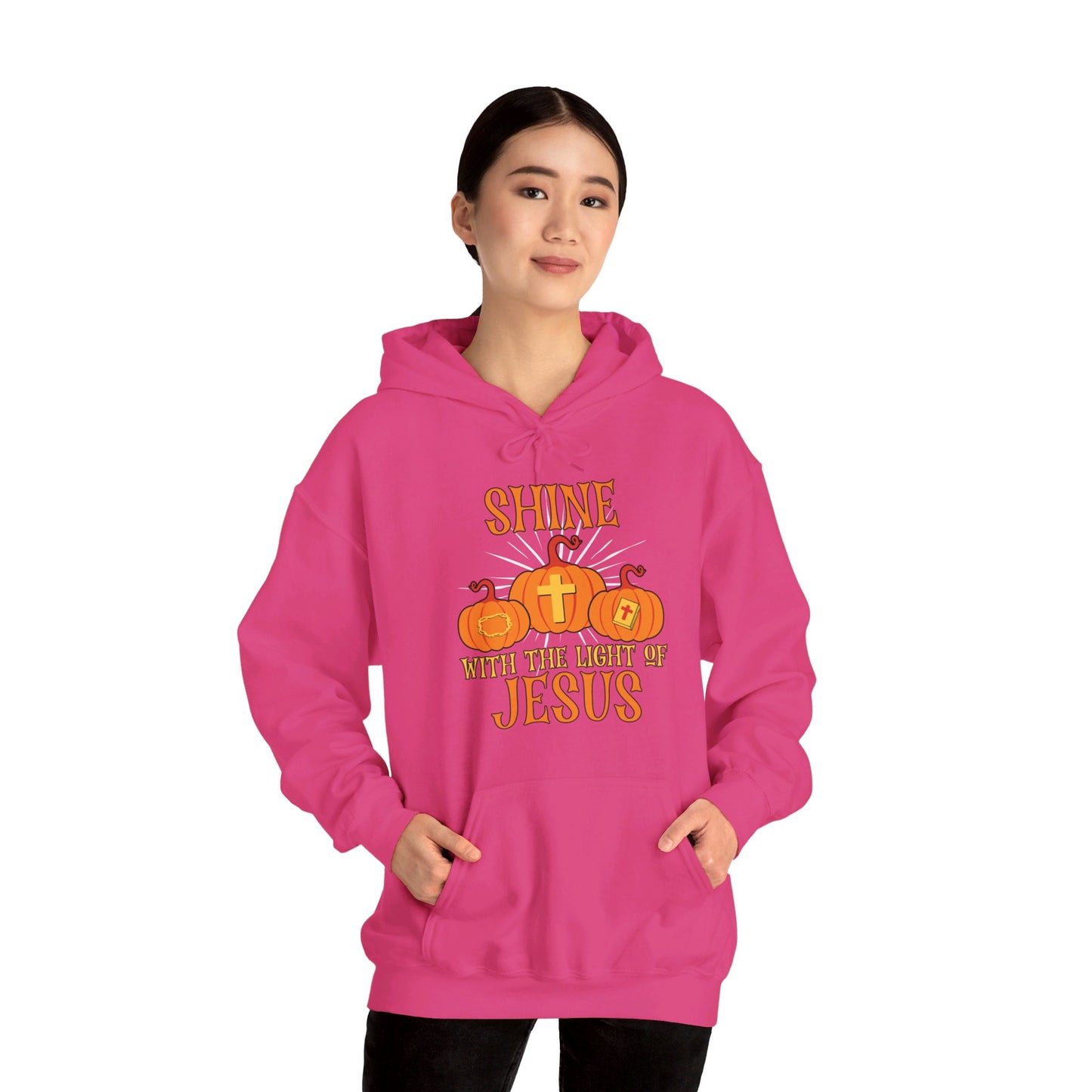 Shine With The Light Of Jesus Halloween Unisex Christian Pullover Hooded Sweatshirt