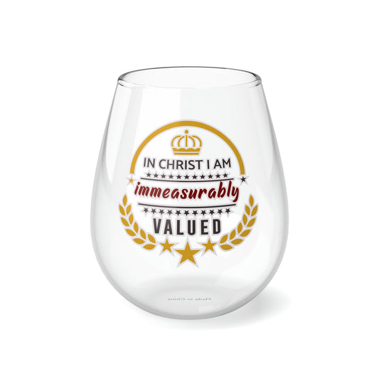 In Christ I Am Immeasurably Valued Stemless Wine Glass, 11.75oz