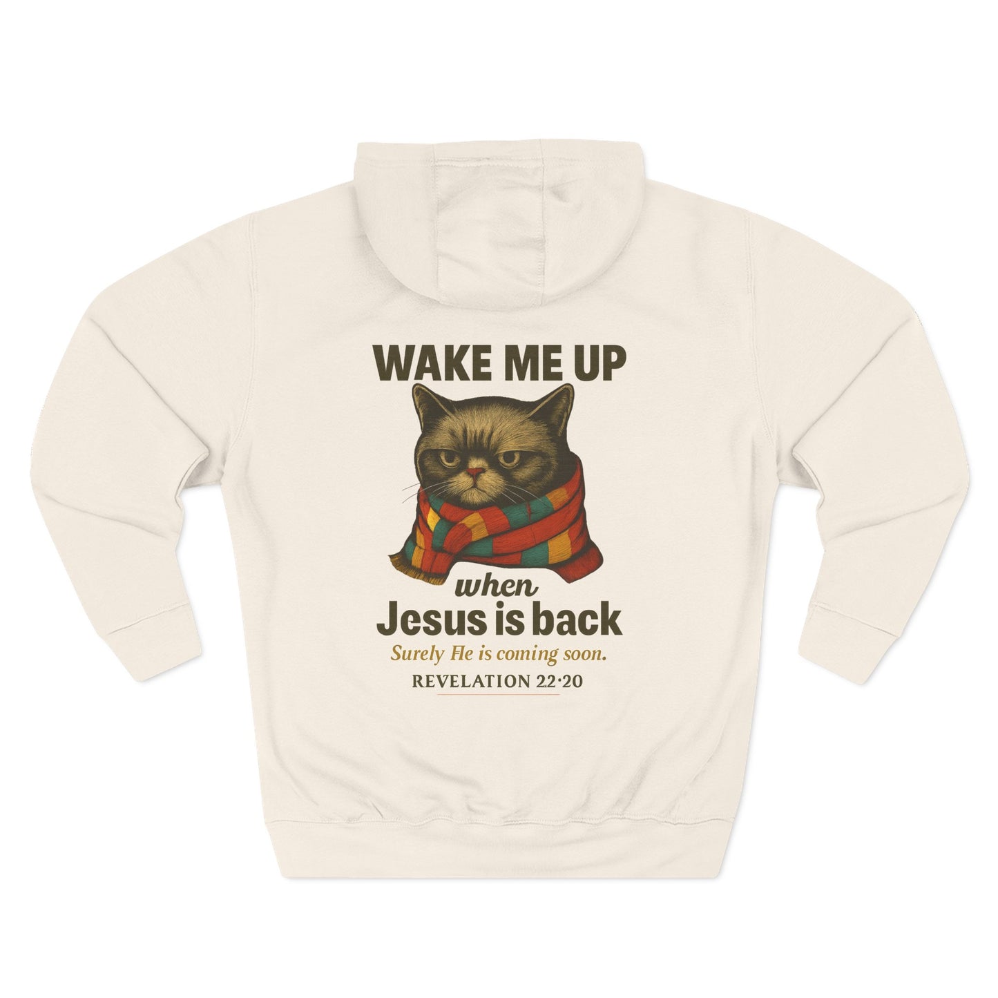 Warm Fleece Hoodie for Cat Lovers - Wake Me Up When He is Back, Cozy Pullover, Gifts for Christmas, Fall, and Winter
