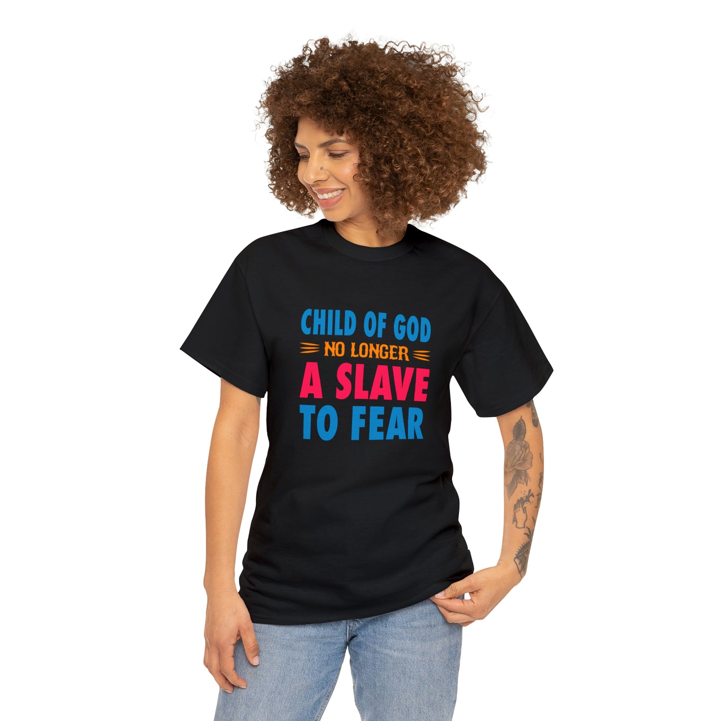 Child Of God No Longer A Slave To Fear Unisex Heavy Cotton Tee Printify