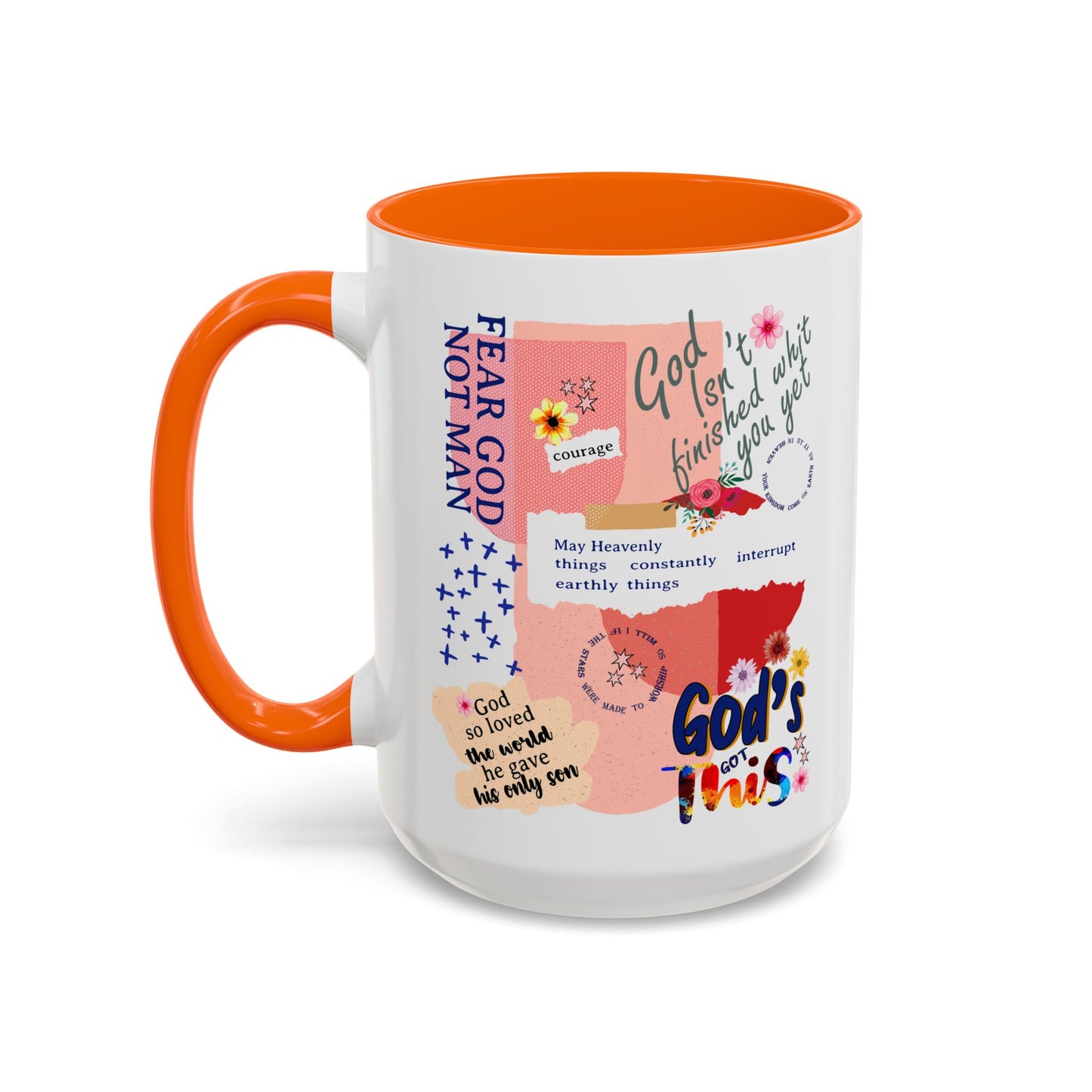 Inspirational Accent Coffee Mug - 11 & 15oz - Fear Him Not Man - Perfect Gift for Friends and Family