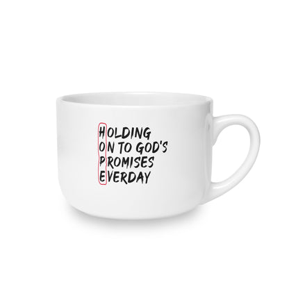 Christian Latte Mug — "Hold On" Motivational 25oz Ceramic Coffee Cup