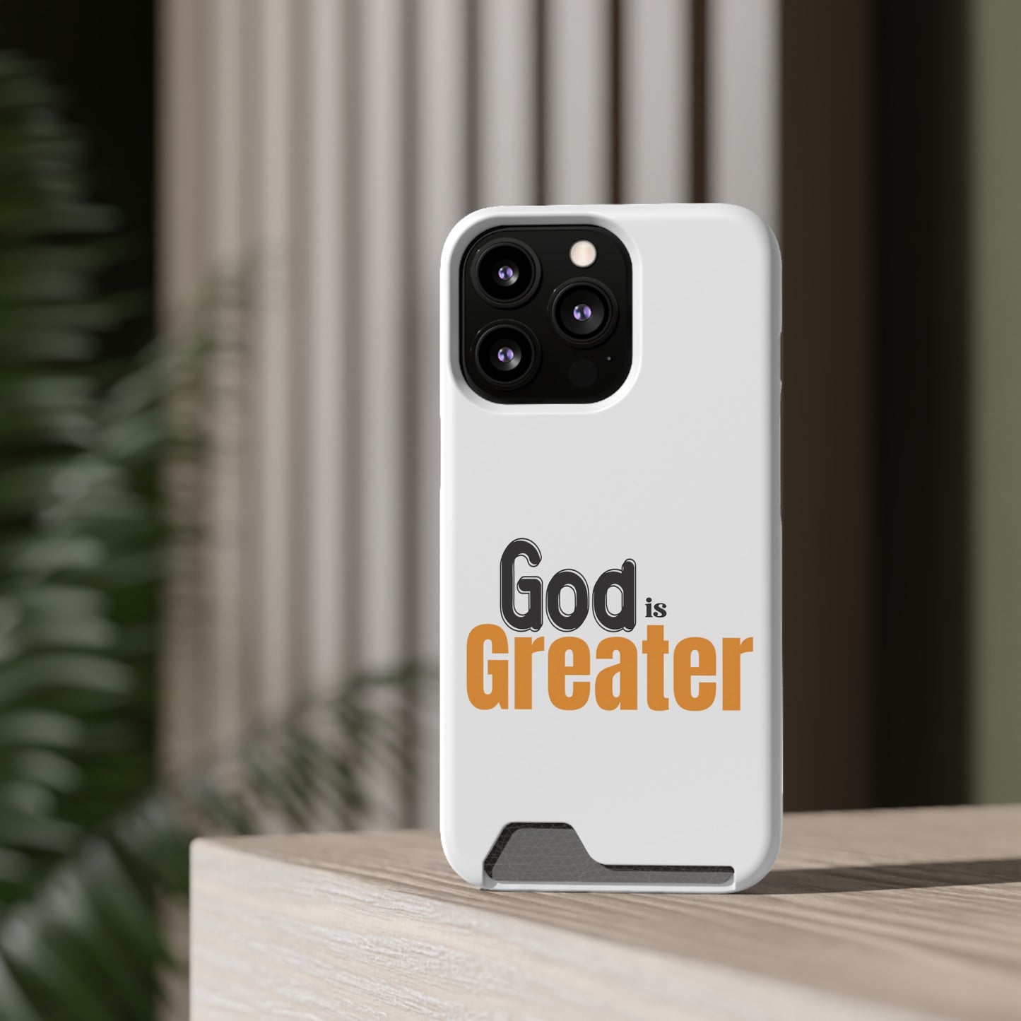 God Is Greater Christian Phone Case With Card Holder Printify