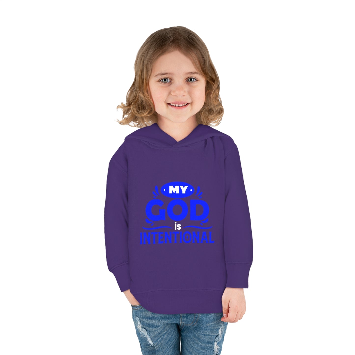 My God Is Intentional Toddler Pullover Fleece Hoodie Printify