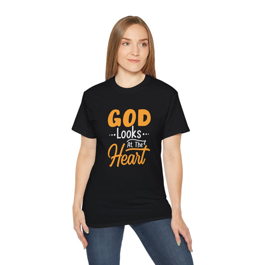 God Looks At The Heart Unisex Christian Ultra Cotton Tee Printify