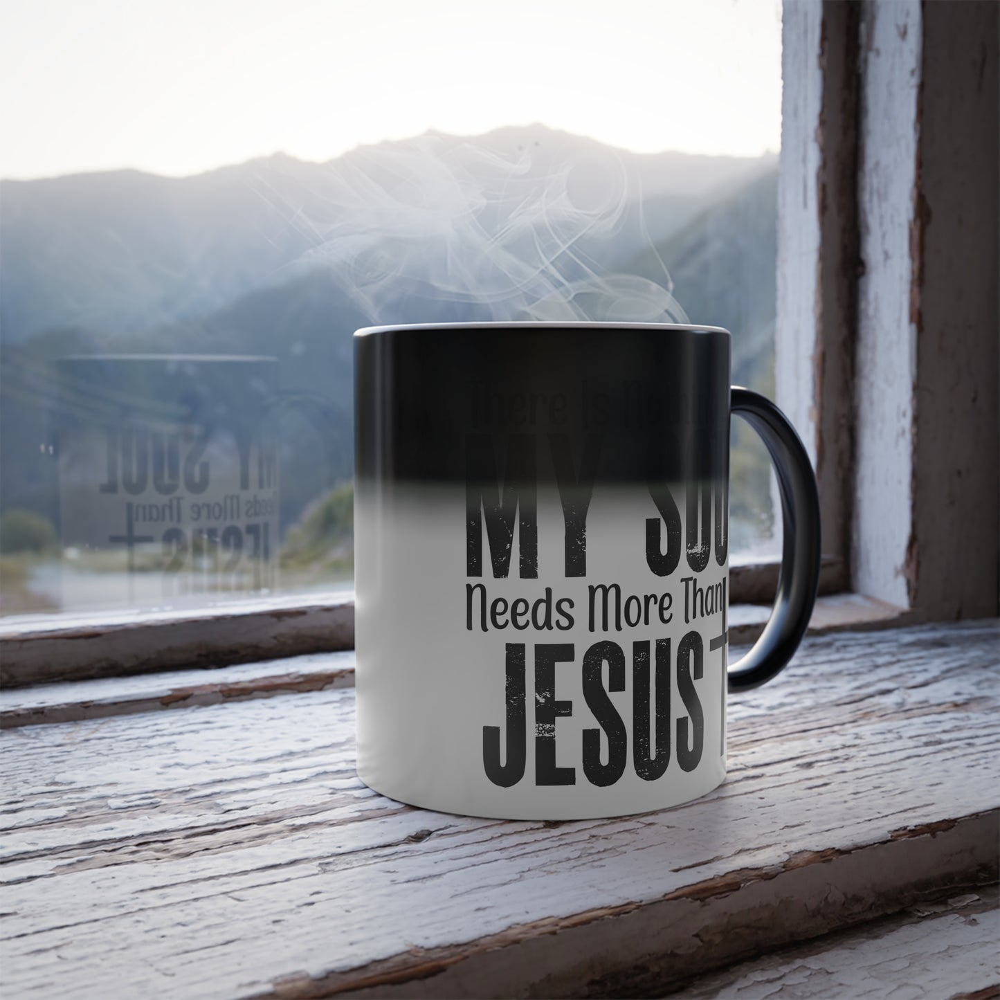 Christian Color Morphing Mug, 11oz - My Soul Needs Him, Color Changing Coffee Cup, Religious Gift, Christian Mug