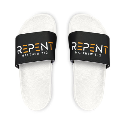Youth Removable - Strap Sandals - Stylish Summer Footwear for Kids, Fun Beach Sandals, Cool Slides for Boys & Girls, Repent Matthew 3:2 Design - ClaimedbyGodDesigns