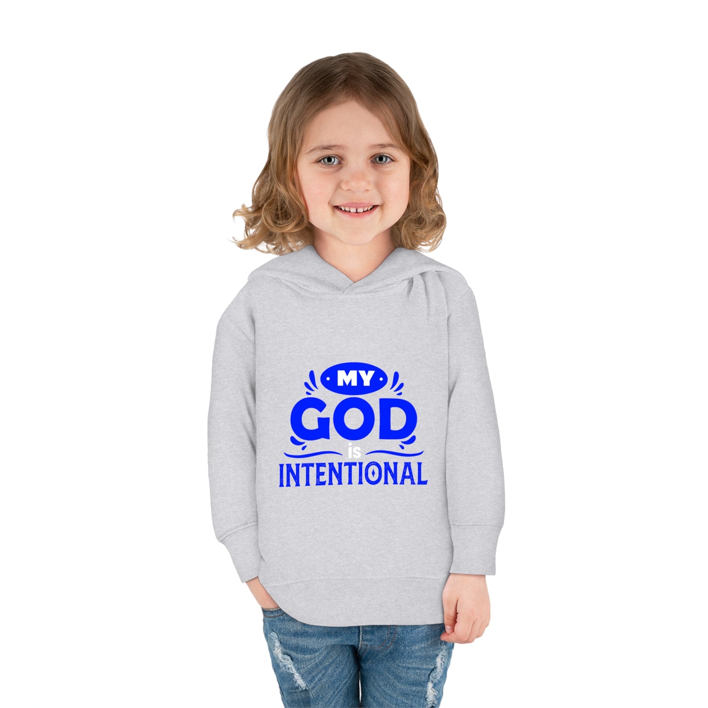 My God Is Intentional Toddler Pullover Fleece Hoodie Printify