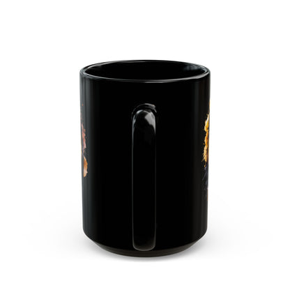 Fearless in Faith Lion Black Ceramic Mug - 11oz & 15oz - Inspirational Ceramic Coffee Cup