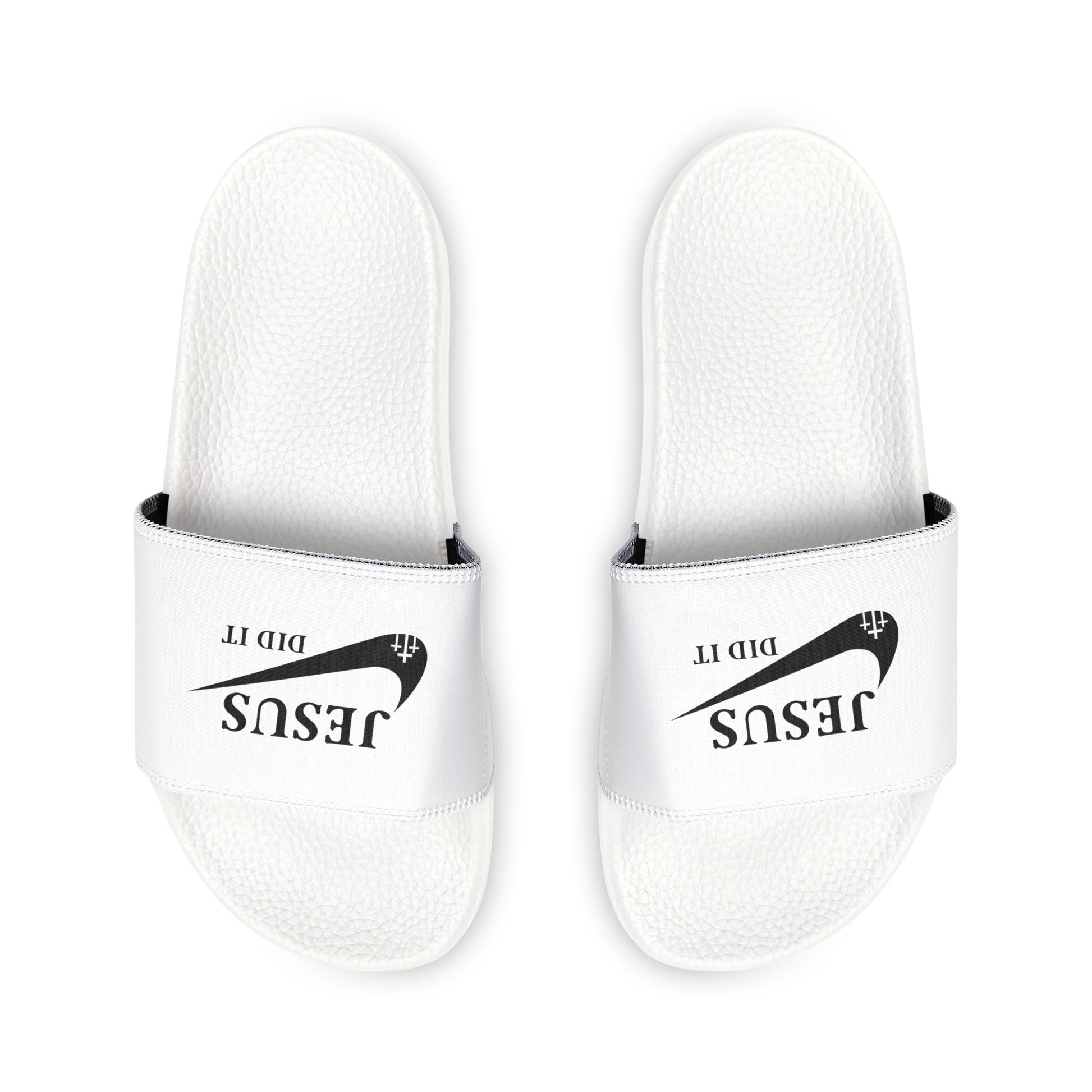 Jesus Did It (like Nike)  Women's PU Christian Slide Sandals Printify
