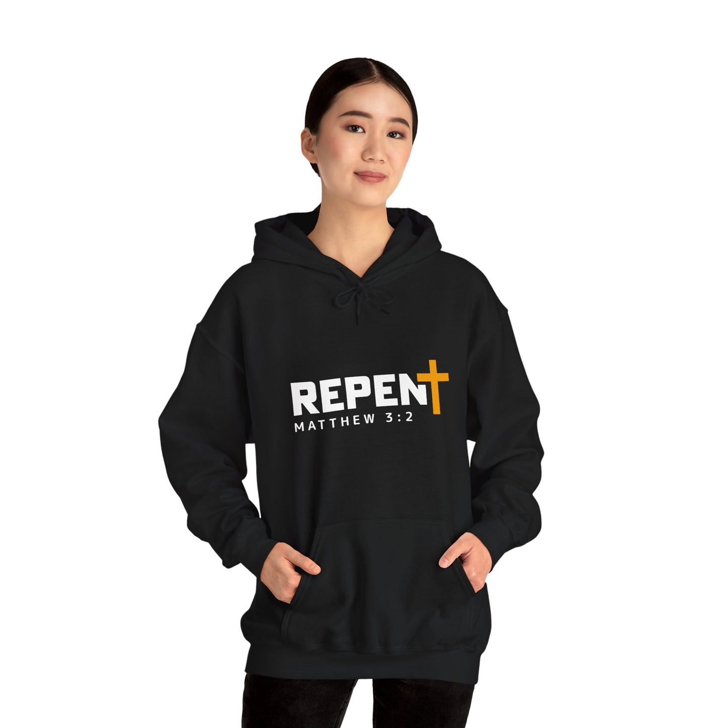 Repent (2) Christian Unisex Hooded Pullover Sweatshirt