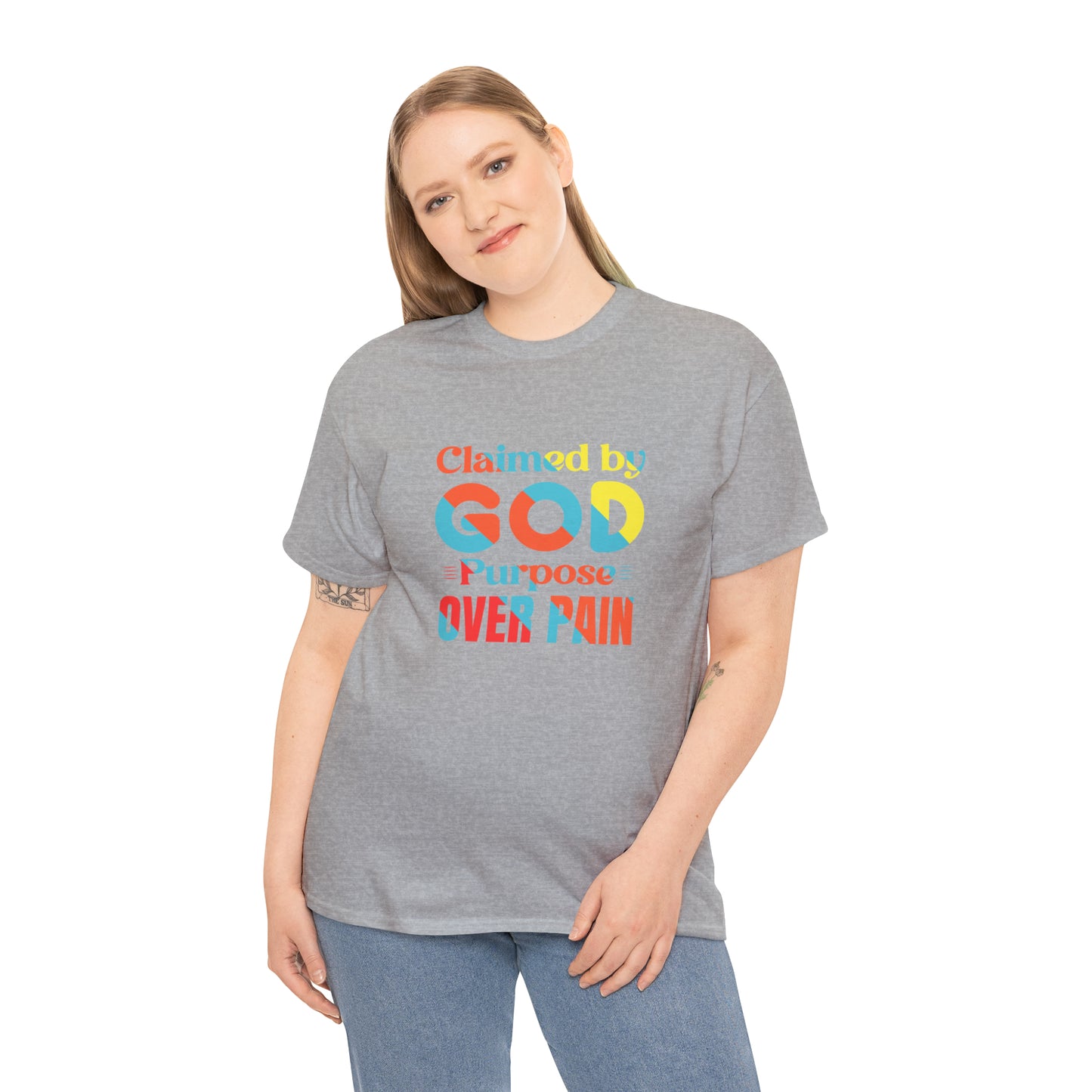 Claimed By God Purpose Over Pain Unisex Heavy Cotton Tee Printify