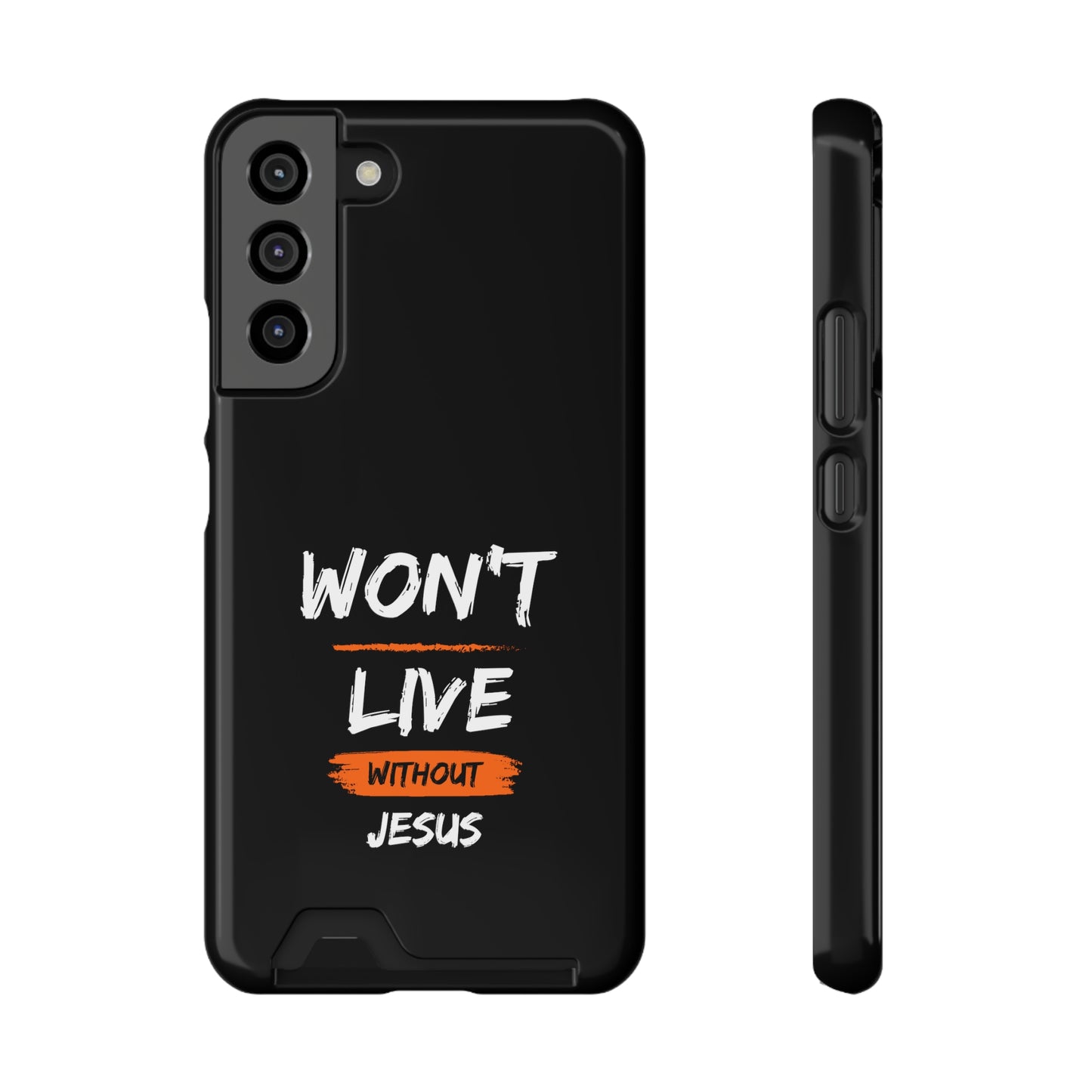 Won't Live Without Jesus Christian Phone Case With Card Holder Printify