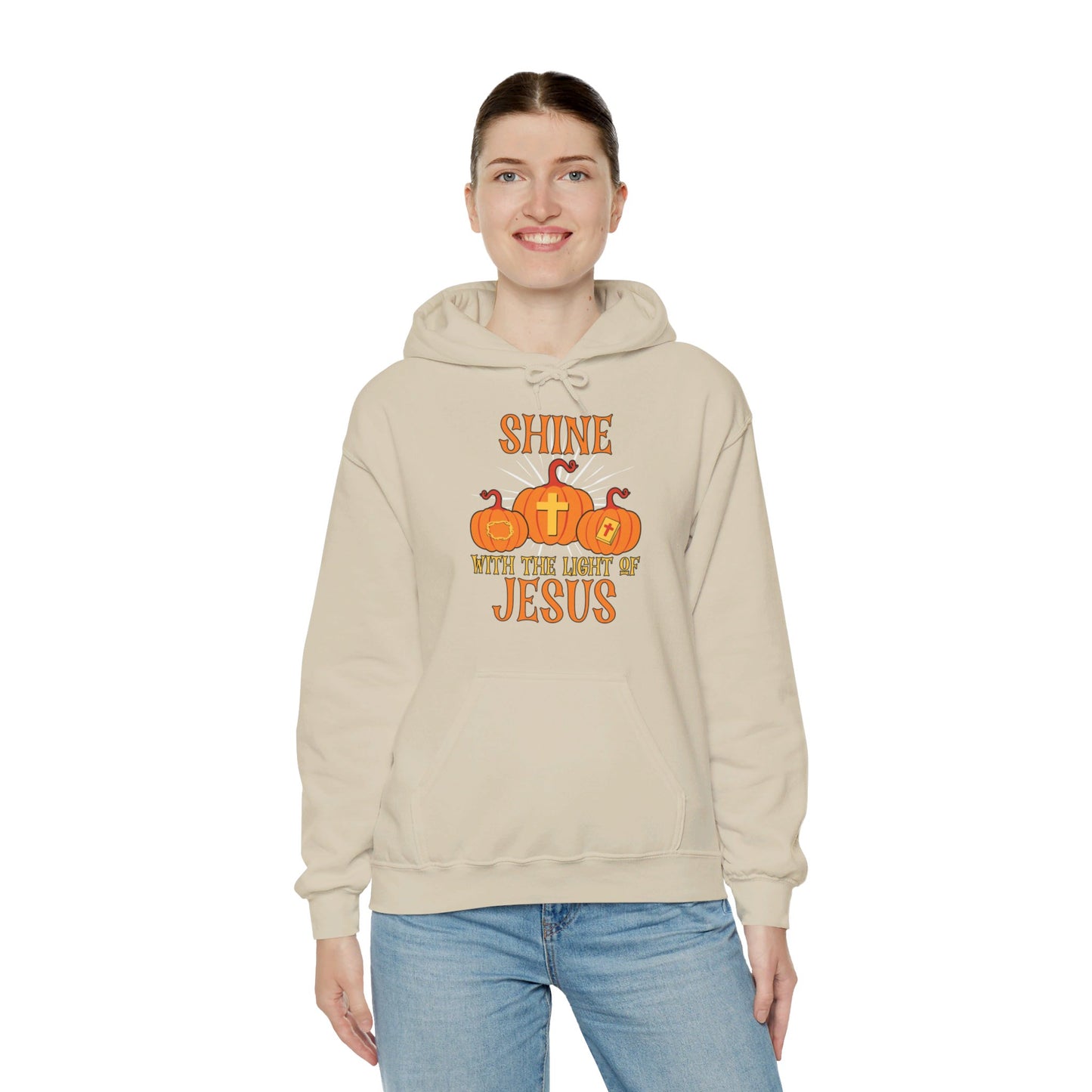 Shine With The Light Of Jesus Halloween Unisex Christian Pullover Hooded Sweatshirt