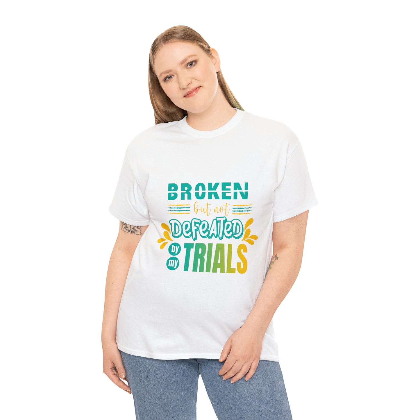 Broken But Not Defeated By My Trials Unisex Heavy Cotton Tee