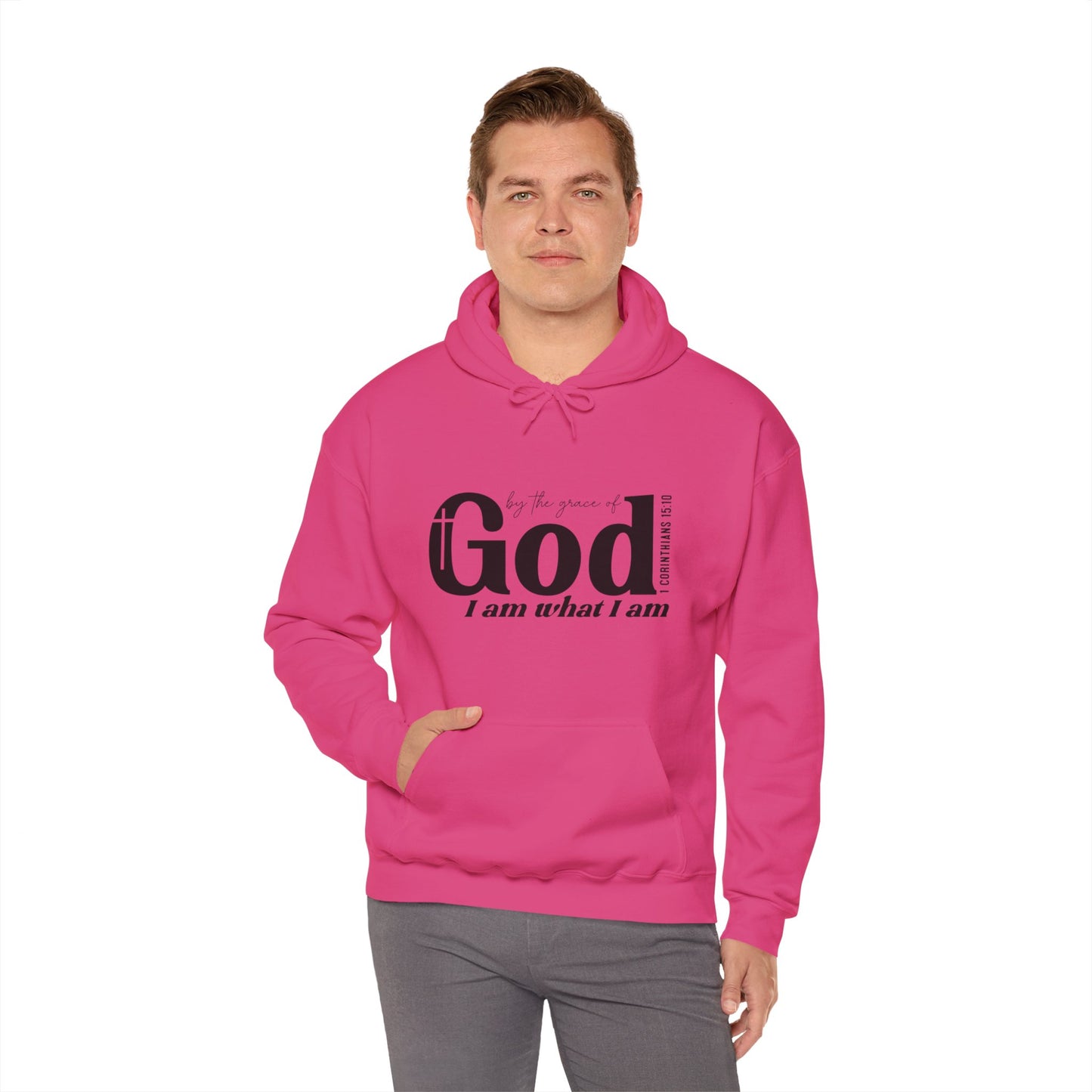 1 Corinthians 15:10 By The Grace Of God I Am What I Am Unisex Christian Pullover Hooded Sweatshirt