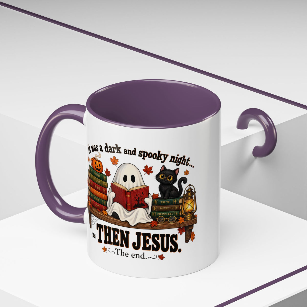 Halloween Christian Coffee Mug — “It Was a Dark and Spooky Night… Then Jesus” Accent Mug